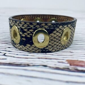 Coach  Leather Cuff Bracelet With Gold Grommets Made in Spain